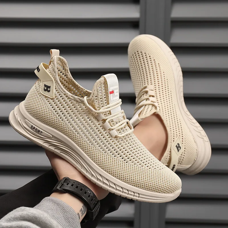 Sepatu Lari Rajut Jaring Pria, - Shock Absorbing Gym Trainers ulasan dan harga