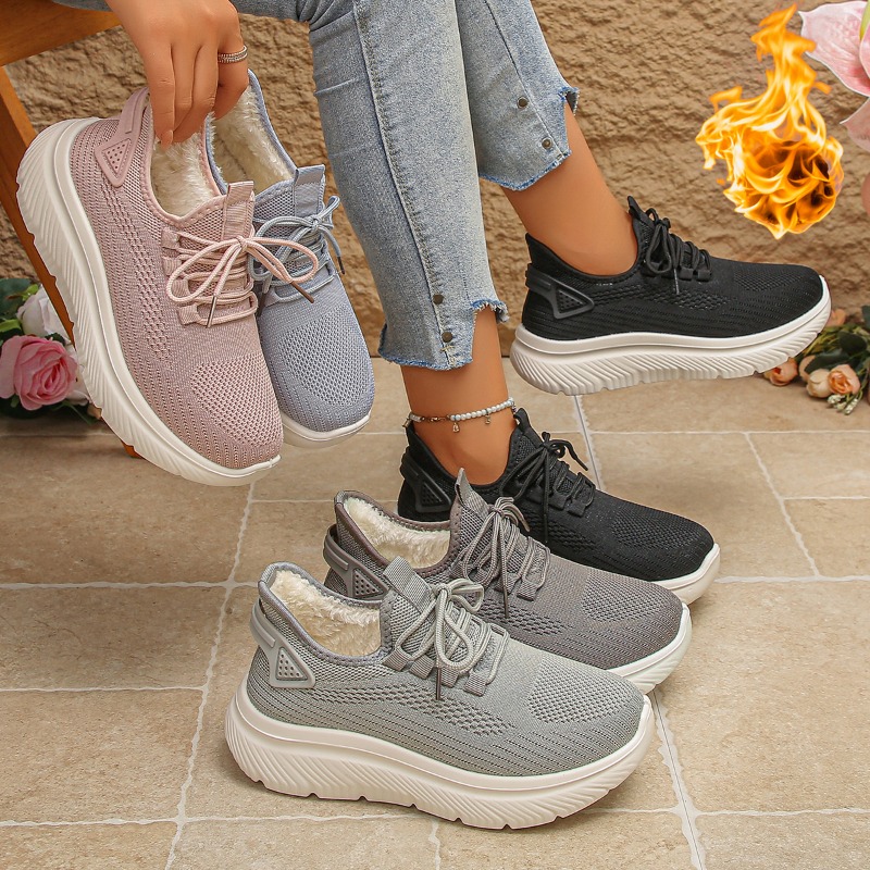 Sepatu Sneakers Wanita untuk B - Knit Fabric Lace Up Sneakers ulasan dan harga