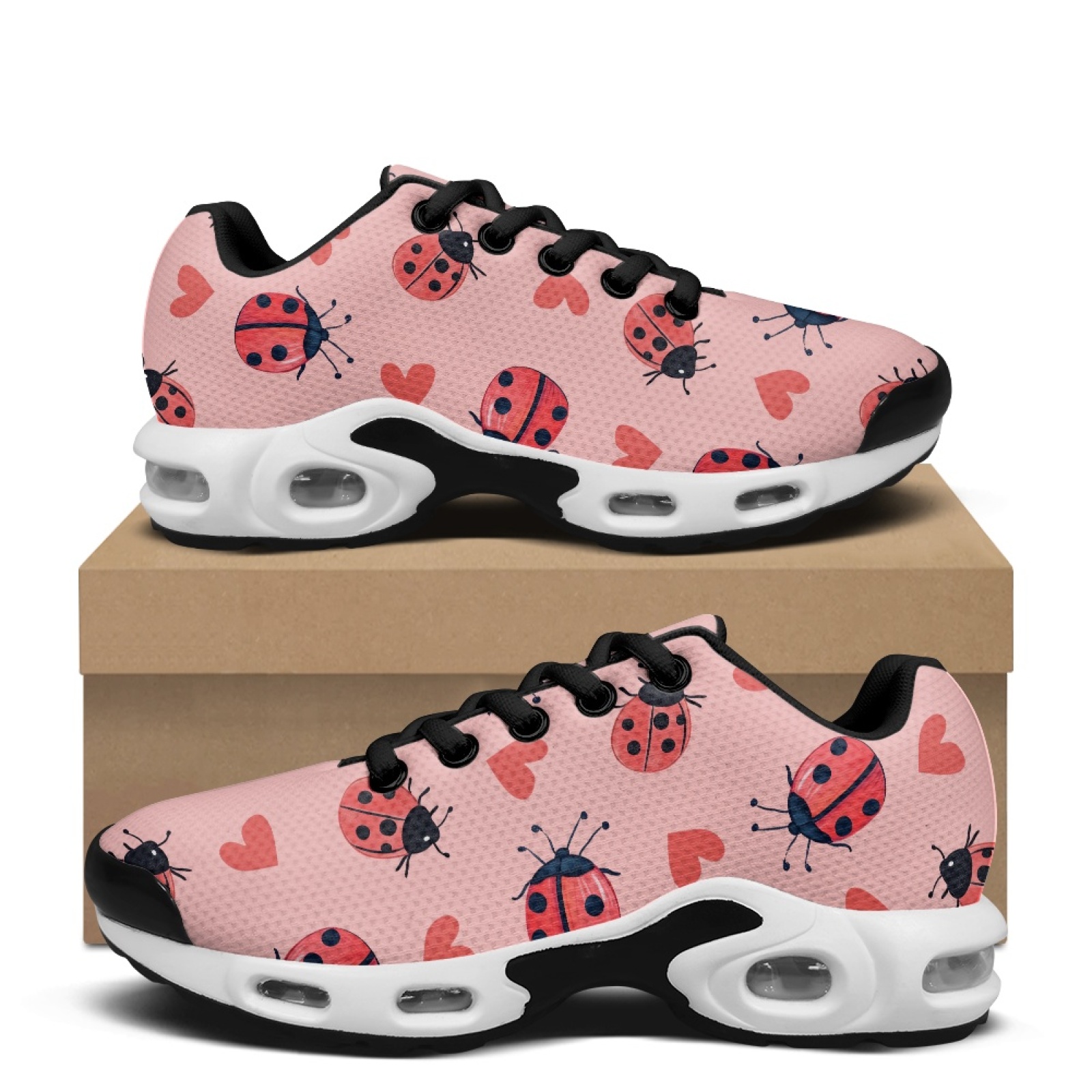 PENSTROLL Ladybug Heart Fashio - Knit Fabric Lace Up Sneakers ulasan dan harga