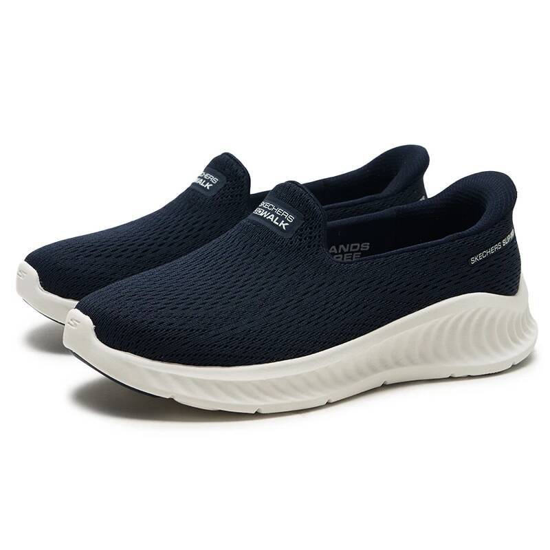 Skechers 125644-NVW Sepatu Sli - Knit Fabric Lace Up Sneakers ulasan dan harga